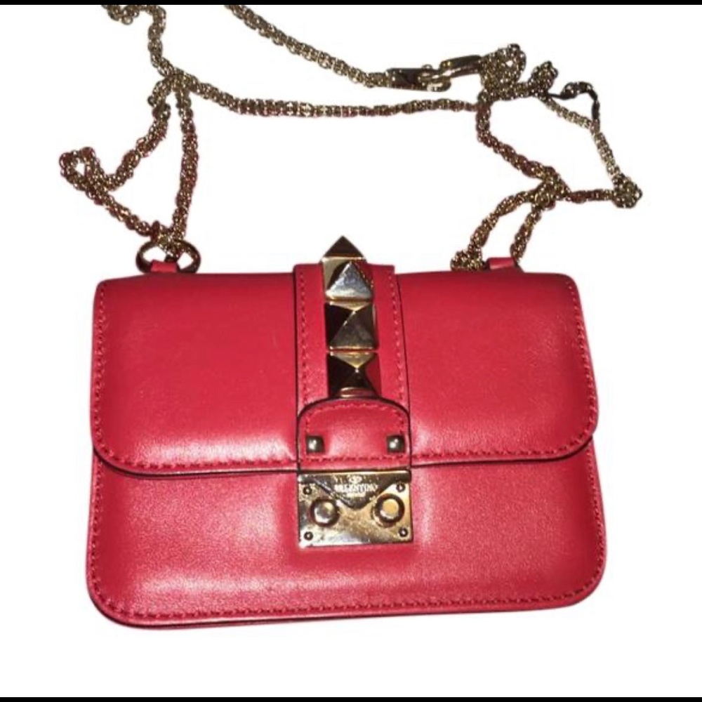 VALENTINO Rocklock Medium Leather Crossbody Bag